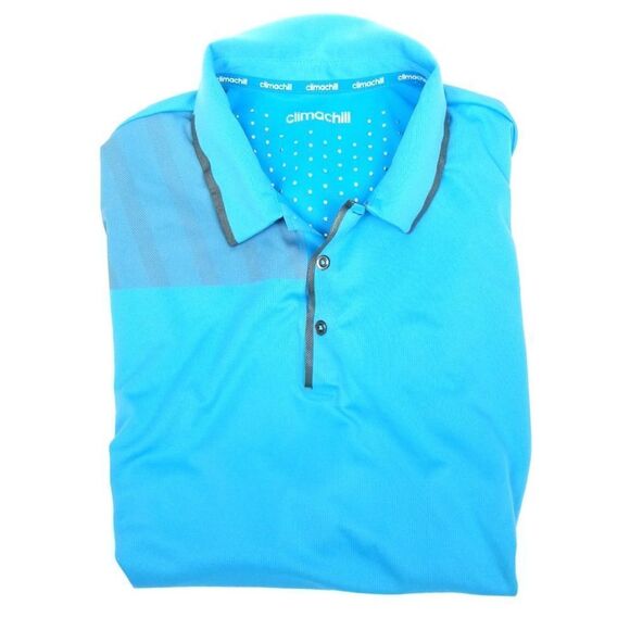 Adidas Climachill Short Sleeve Active Mesh Golf Polo Shirt Bright Blue Mens 2XL - Picture 6 of 8